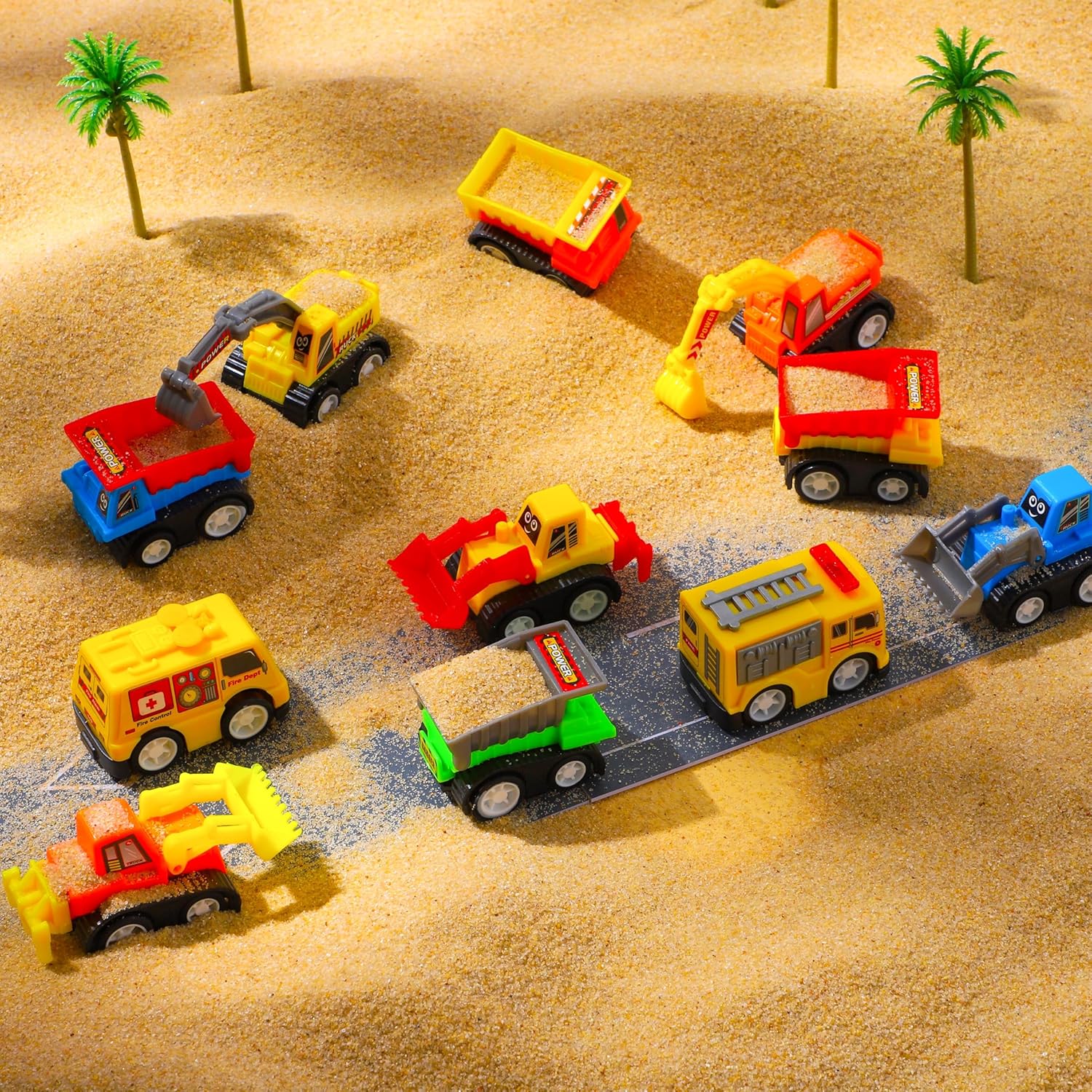 JOYIN 24 Pcs Filled Easter Eggs with Pull Back Construction Cars, Prefilled Easter Egg with Vehicle for Kid Boys, Basket Stuffers/Fillers, Party Favor, Classroom Prize Supplies