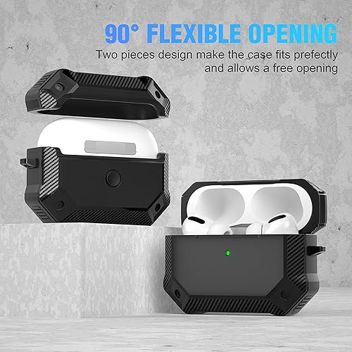 Miniatura 5 de Maxjoy Funda para AirPods Pro de 2 generación, AirPods Pro 2Pro de fibra de carbono, dura, resistente, a prueba de golpes, con llavero compatible
