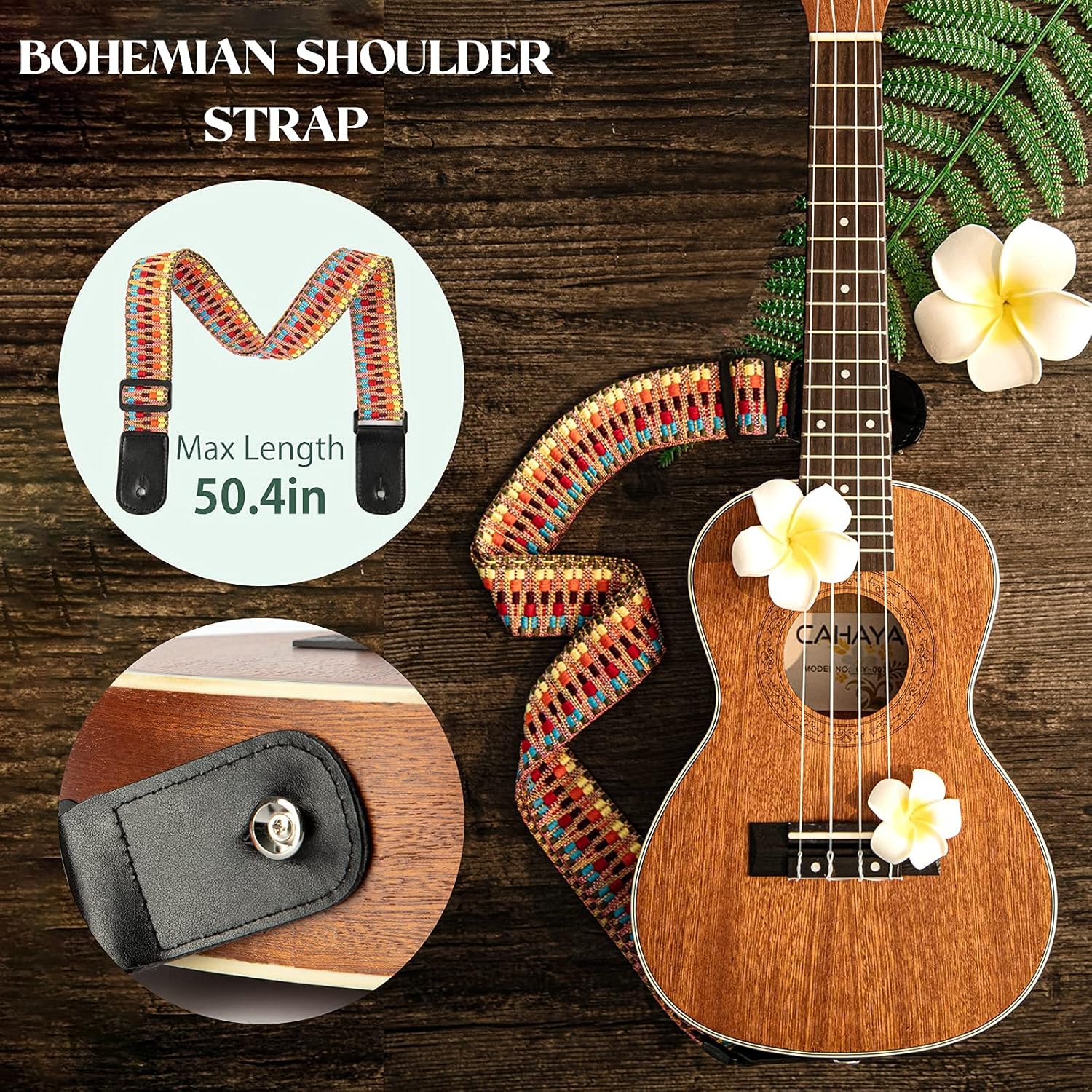 CAHAYA Concert Ukulele Kit Beginner Starter 23 Inch with Gig Bag, Rainbow Strap, Fretboard Stickers, for Adults Sapele, Model CY0070
