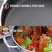 Vista 5 de LOLYKITCH Sartén híbrida de acero inoxidable de tres capas de 6 cuartos de galón con tapa, sartén grande de inducción, cocina jumbo, apta