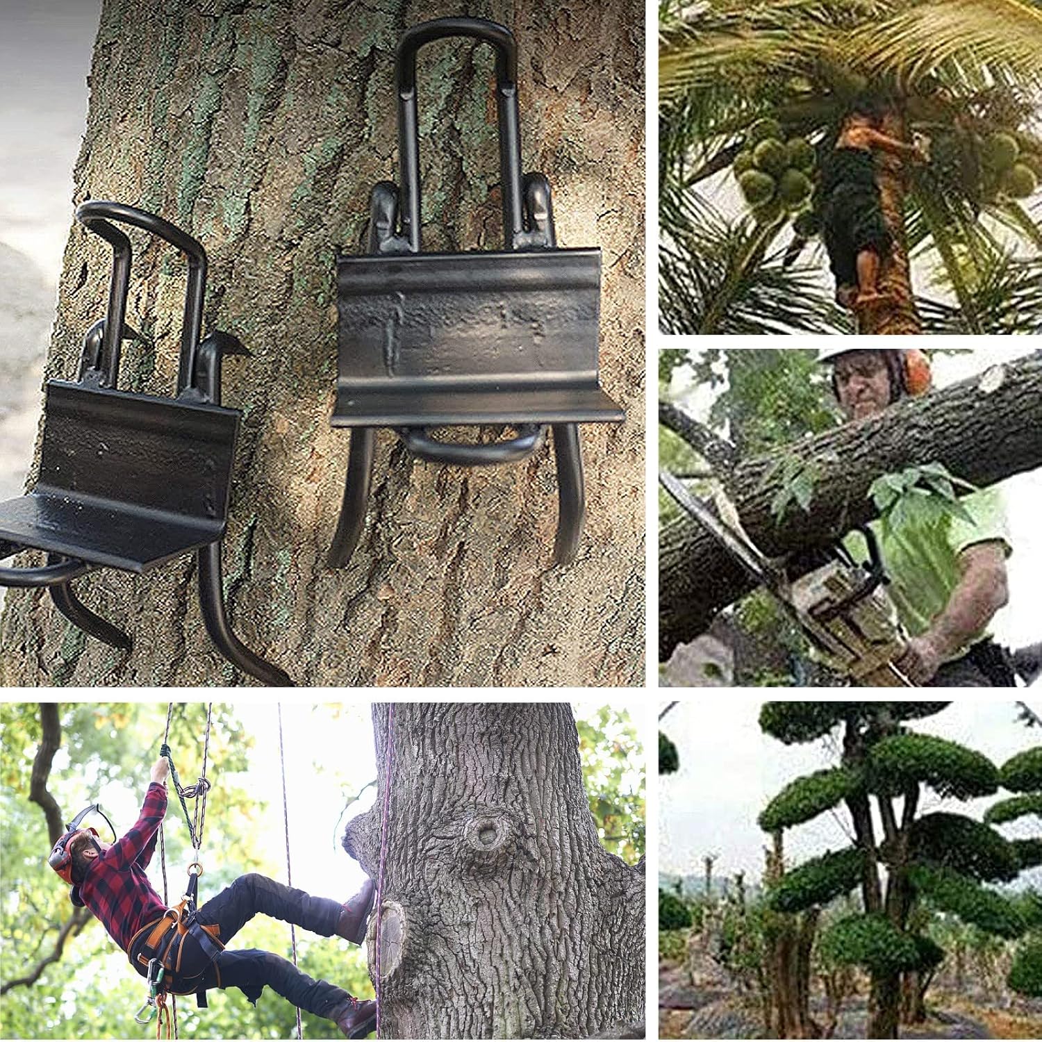 Tree Climbing Spike Set, Stainless Steel Climbing Trees Artifact Non-Slip Climbing Tree Tool with Safety Belt, Tree Climbing Equipment - 4 Claws, Sturdy and Sharp, Strong Grip