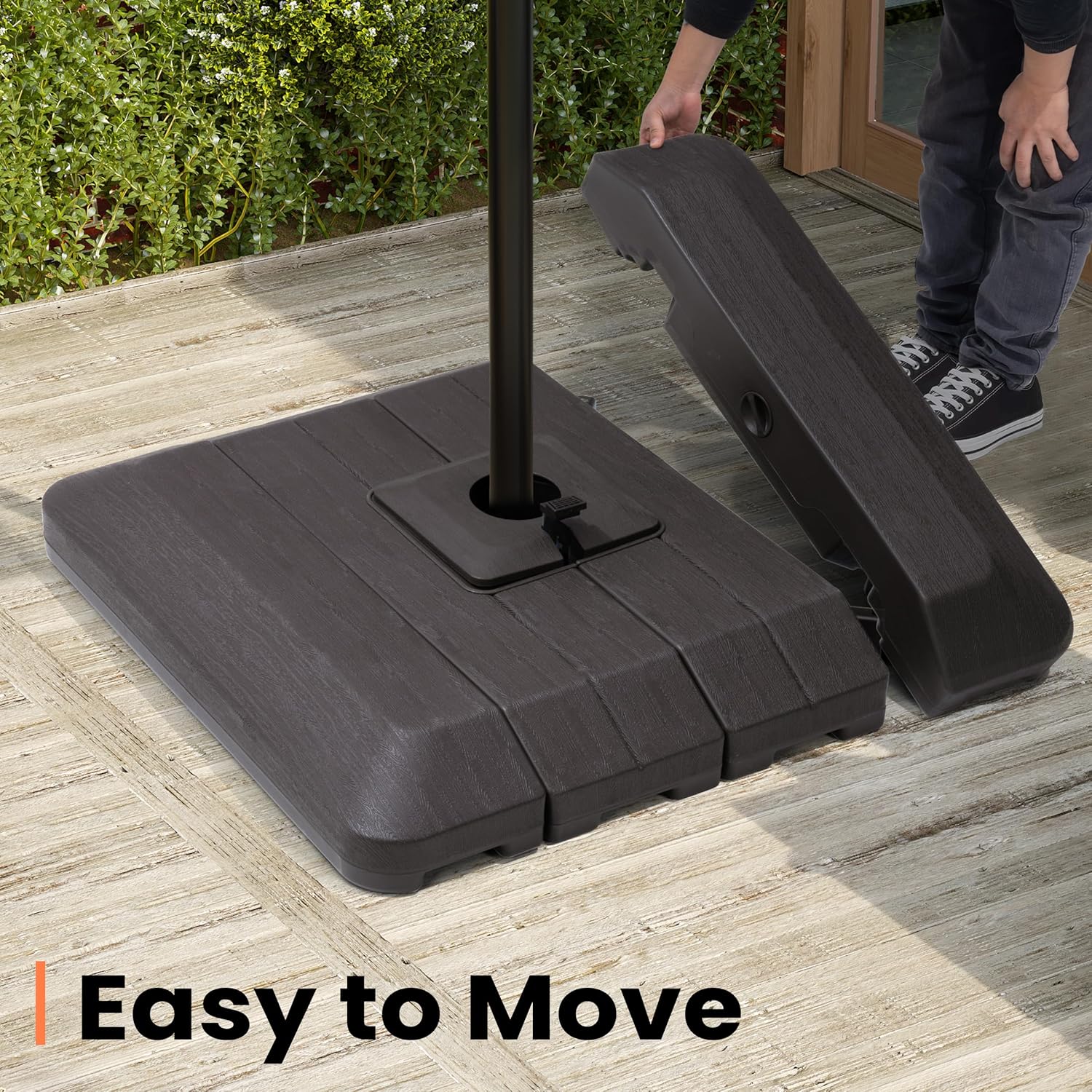 Cantilever Offset Patio Umbrella Base, 220 LBS Heavy Duty Patio Umbrella Base for Offset Cantilever Umbrella, Water &Sand Filled Weighted Base,Brown