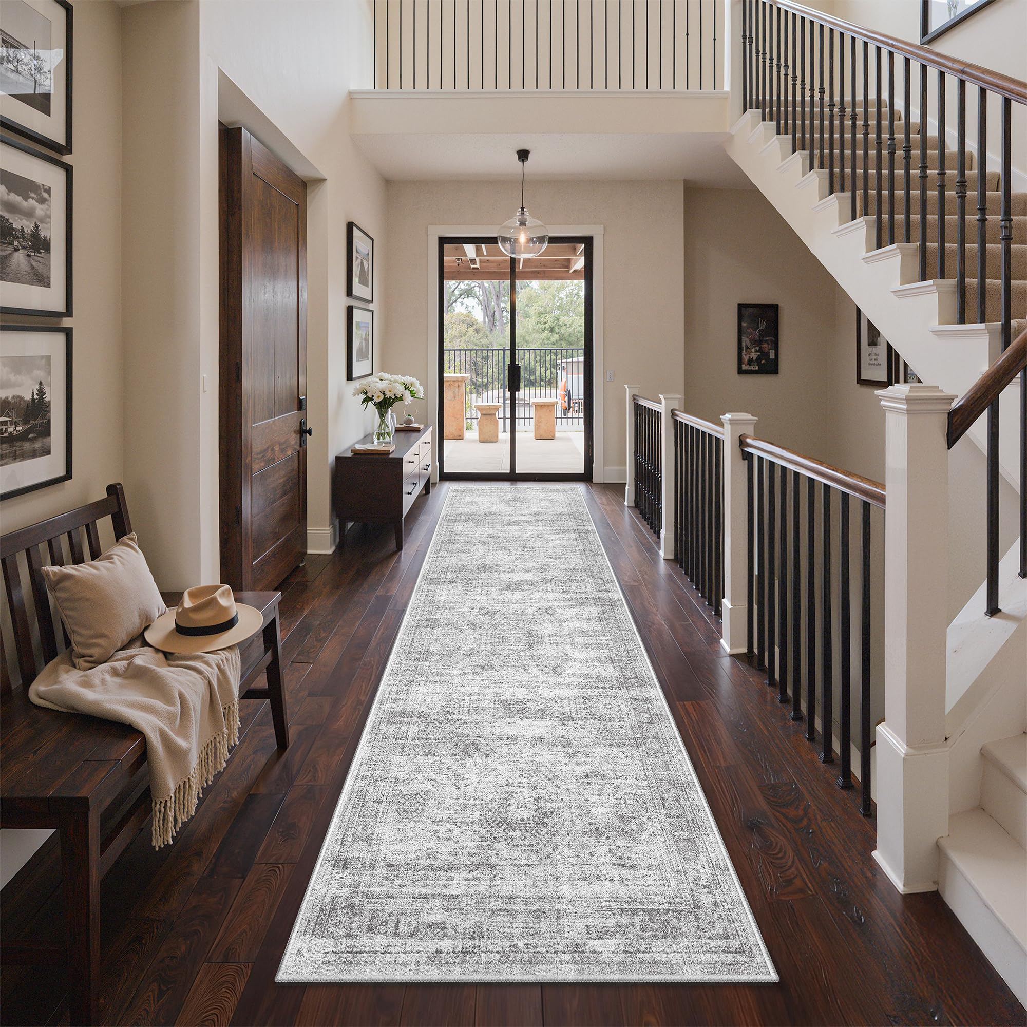 Restydon 3x10 Runner Rug Non Slip,Washable Hallway Runner Rug,Grey — image 1