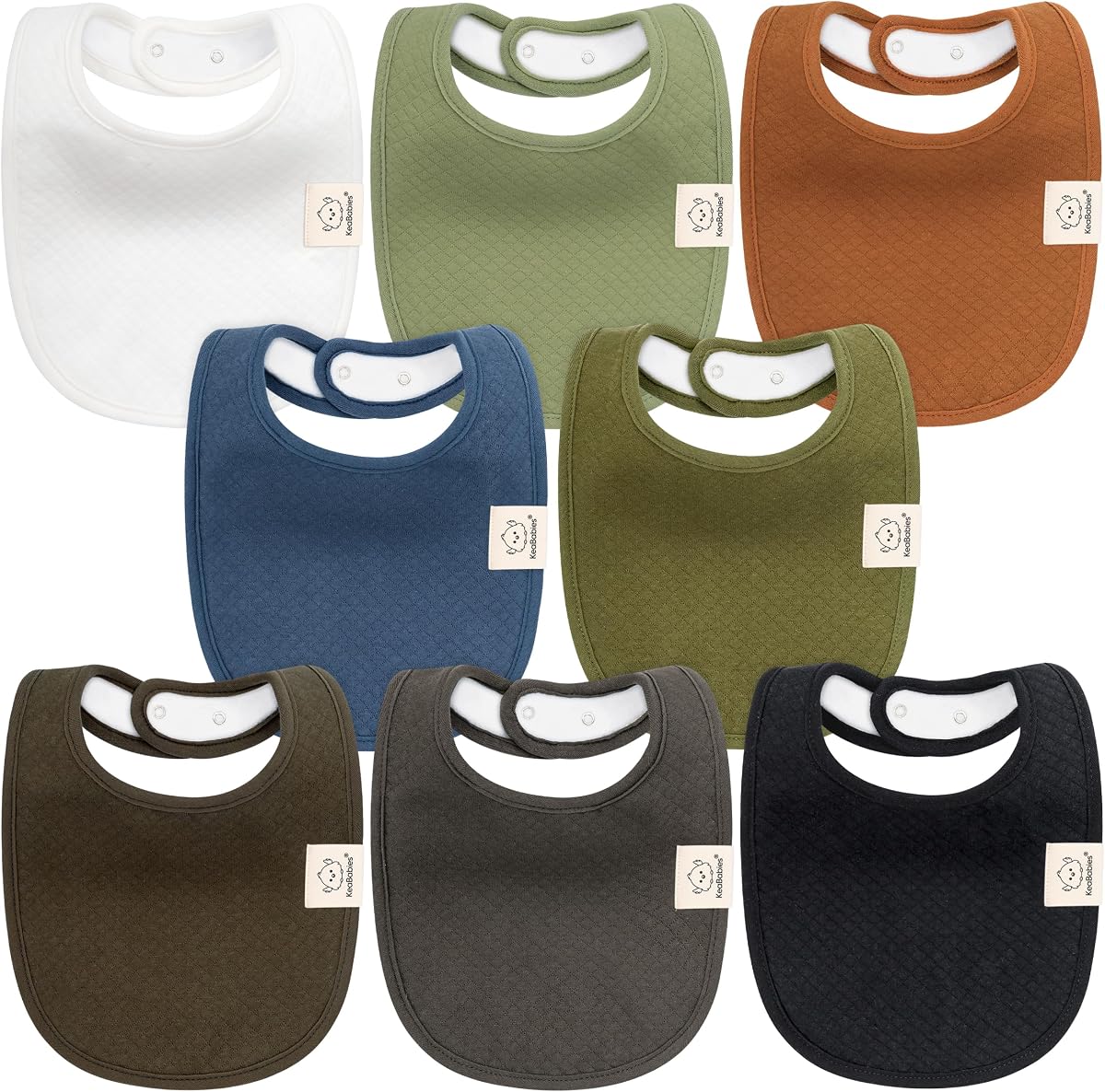 8-Pack Baby Bibs for Drooling and Teething, Soft (Basics) | Organic Quilted Cotton Cloth Drool Bibs for Baby Girl, Boy, Toddler, Newborn, Infant, Soft & Super Absorbent