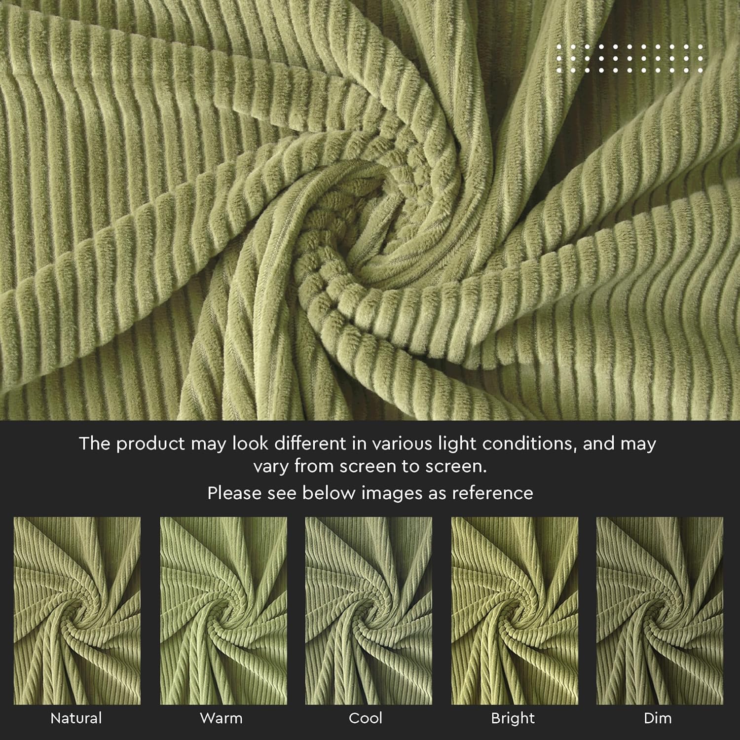 Encasa XO Corduroy Throw Pillows Covers 24"x24", Set of 2 Soft Textured Striped Boho Pillow Covers | Decorative and Cozy Cushion Cases for Home Decor and Sofa Living Room (Sage)