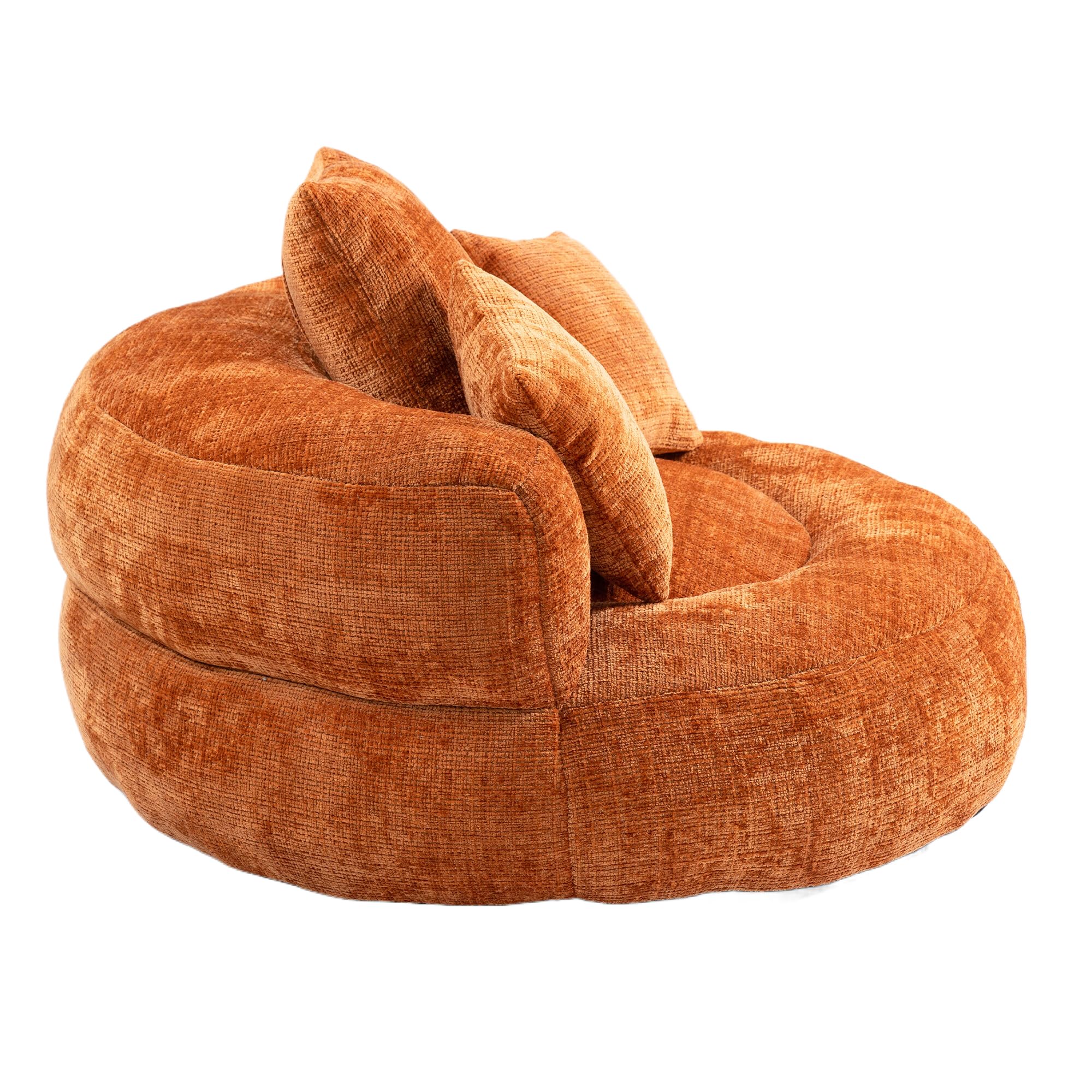 Sofá Lazy Sofa SUKY Cómodo Sillón de Respaldo Alto con TRES Cojines, para Interiores y Exteriores, Sofá Individual para Gaming, Dormitorio, Oficina, 108 x 108 x 52 cm (Chenille Naranja)