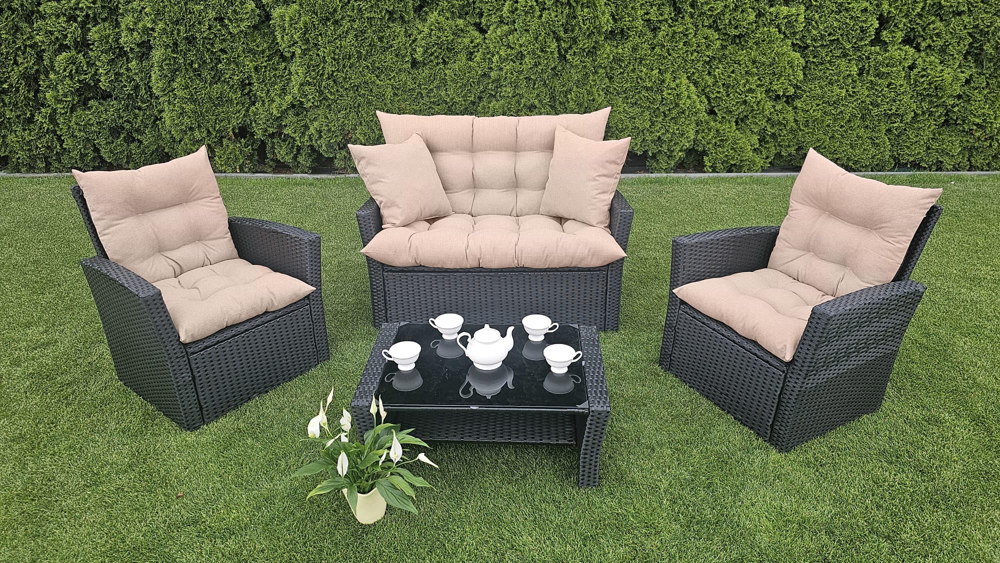Cuscino Dondolo Da Giardino 3 Posti 160x50x60 - Per Divanetto, Panca, Pallet - Con 2 Cuscini 45x45 cm - Resistente Alla Muffa E All'umidità - Base antiscivolo, Imbottitura spessa - Beige