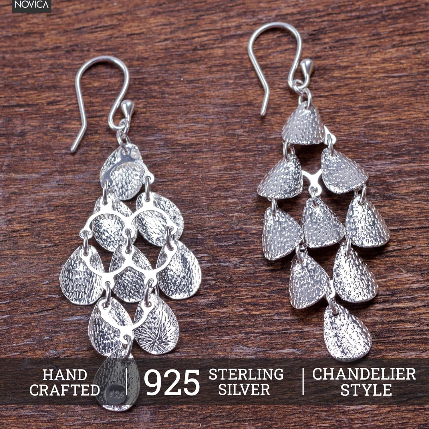 NOVICA Artisan Handmade Sterling Silver Chandelier Earrings Modern Peru [3 in L x 1 in W] ' Vital Rain'