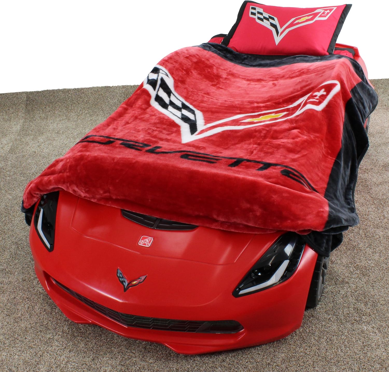 College Covers CORTH Soft Raschel Corvette Plush Throw Blanket, 63" x 86", Red