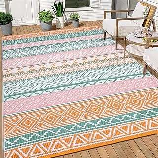 GlowSol Waterproof Outdoor Rug 8x10 Patio Plastic Straw Rugs Reversible ...