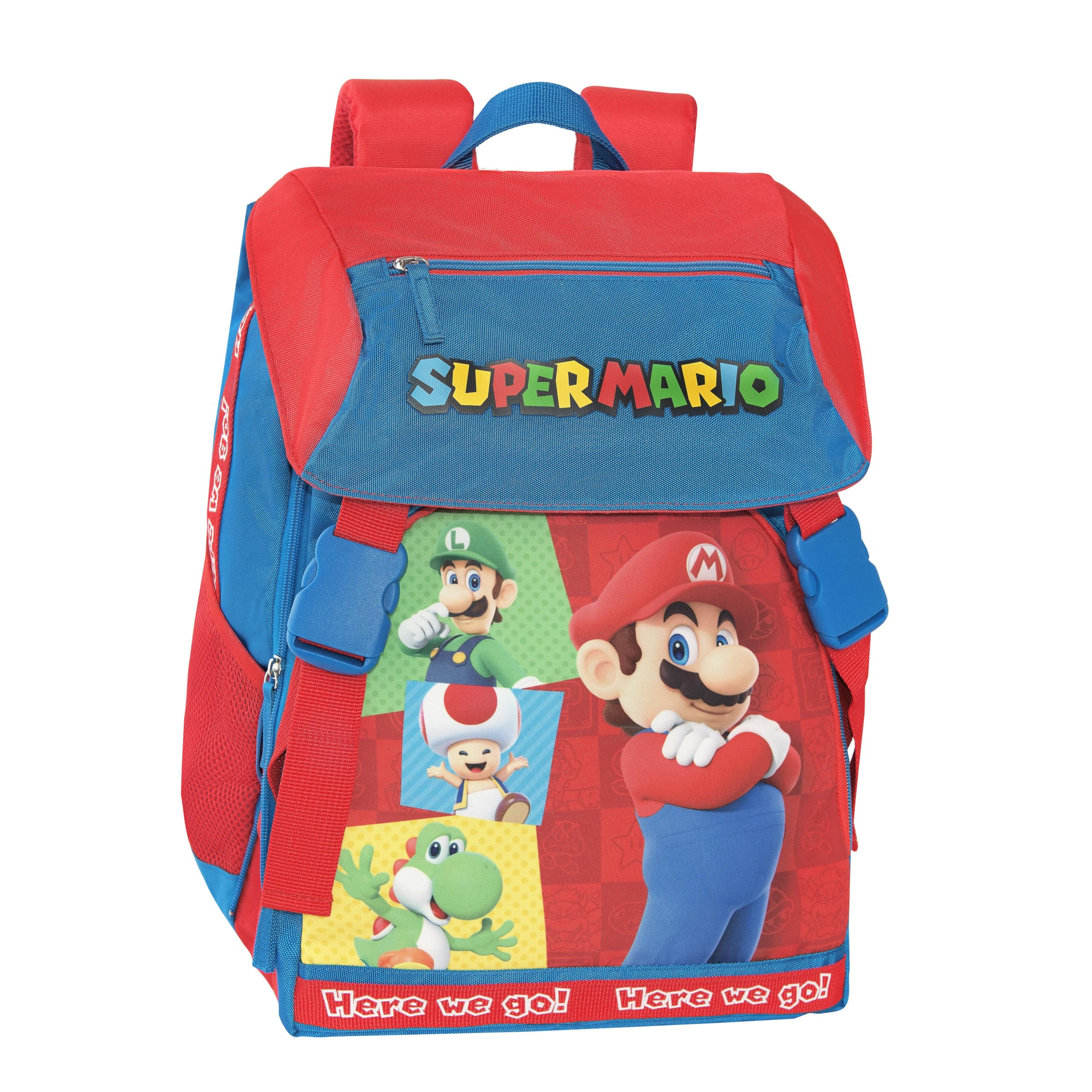 SUPER MARIO - Zaino Scuola Ufficiale Super Mario, Zaino Bambini, 2 Ampi Spazi Centrali, Tasche Frontali e Laterali, Spallacci Regolabili e Imbottiti, Schienale Imbottito, 32 x 43H x 23, 31 L