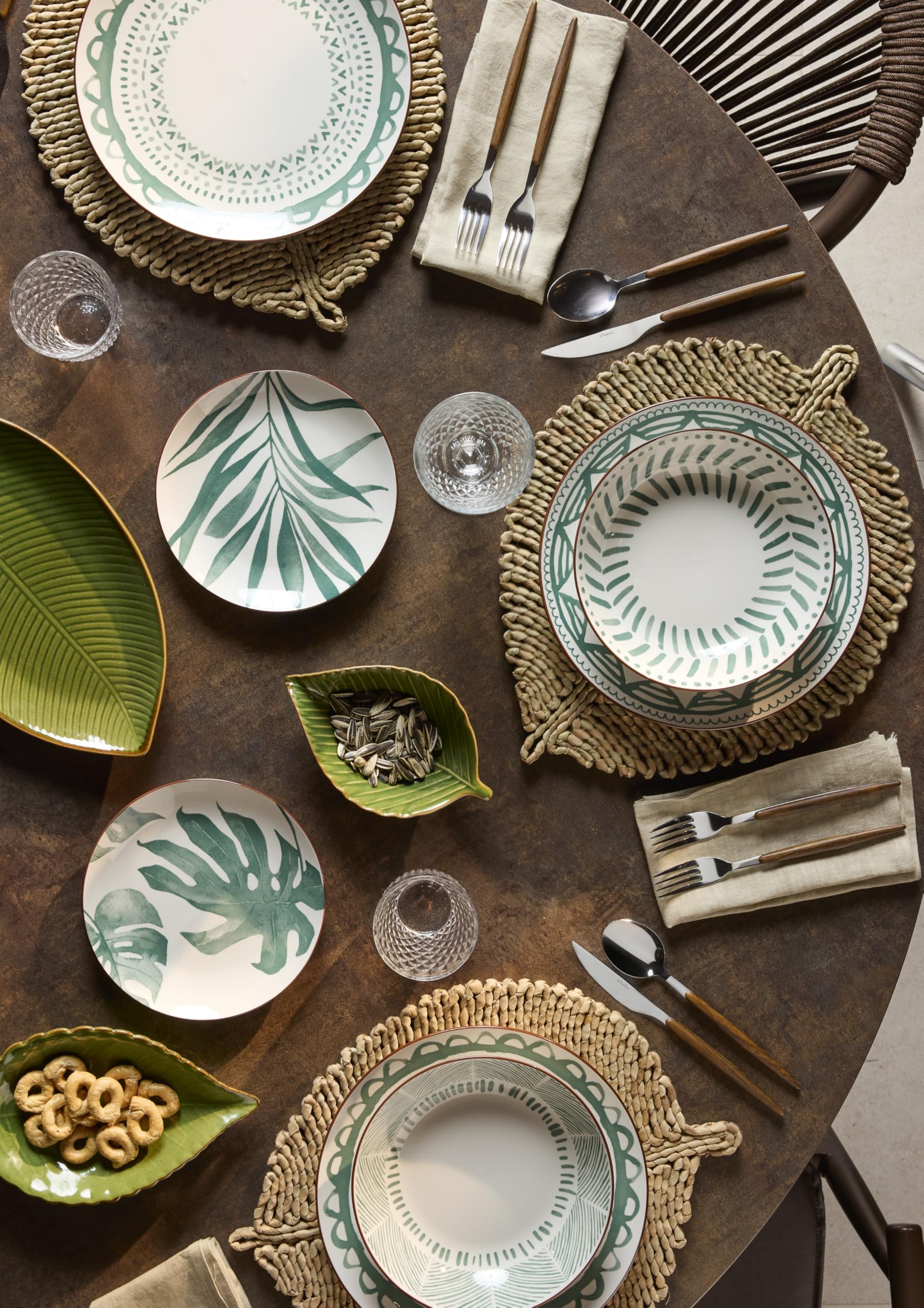 Tognana Rio Verde, vajilla para 6 personas, 18 piezas, porcelana, verde