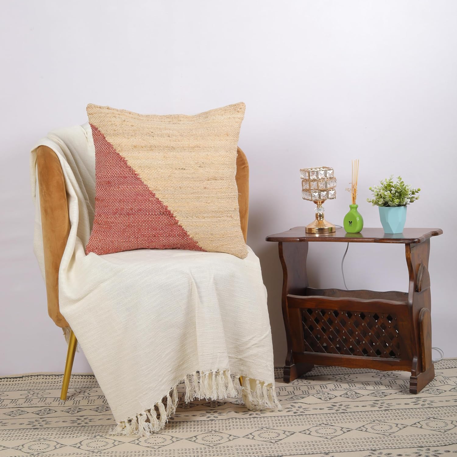 Trade Star Premium Jute and Cotton Pillow Covers Handcrafted Throw Pillow Cushion Cases for Handloomed Farmhouse Boho Rustic Beach Decor Indoor Outdoor Home Chair Floor 20x20 Inch