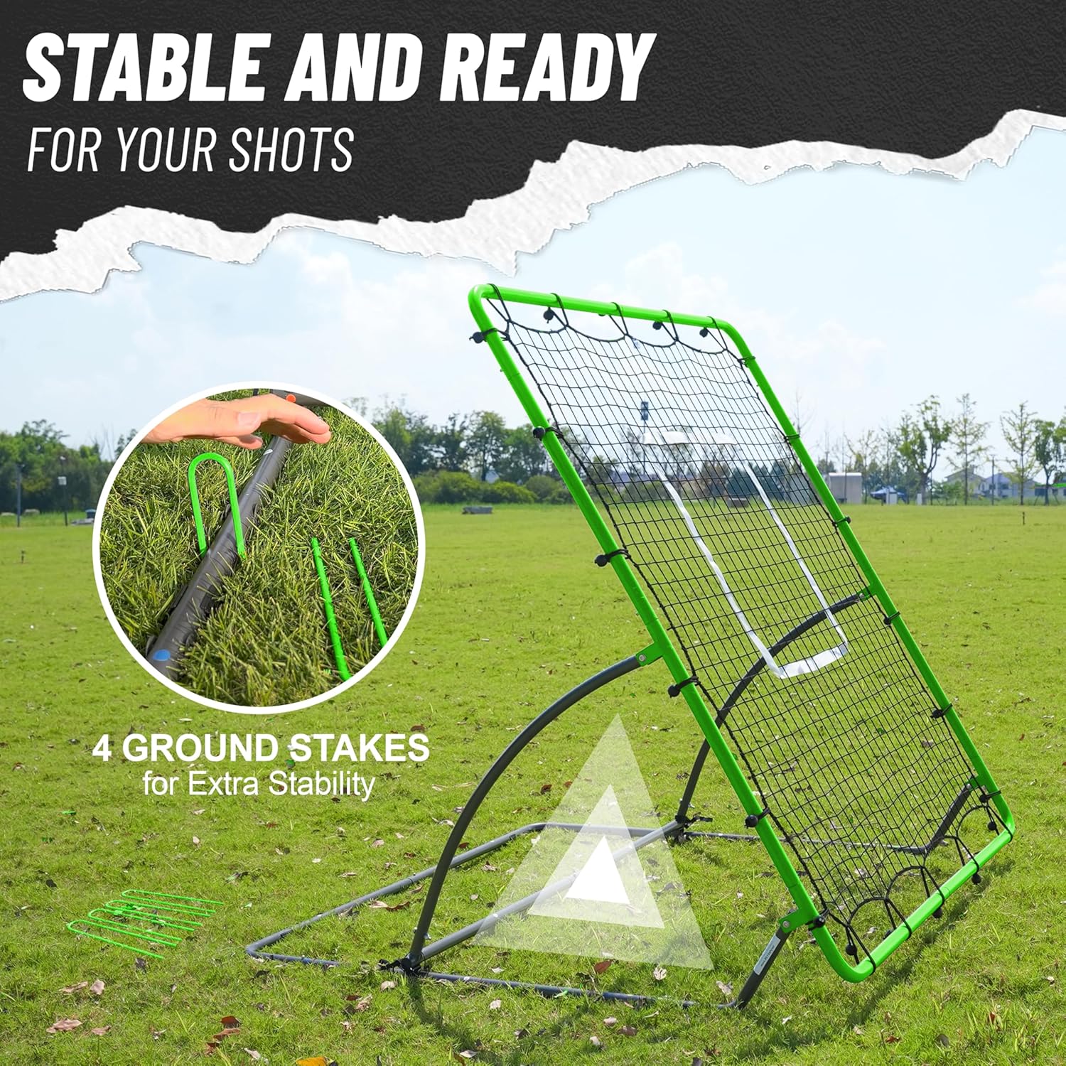 Heavy Duty Baseball Rebounder Net 4x4.5 FT Pitchback with 3 Adjustable Angles, Baseball and Softball Bounce Back Net for Ground, Line Drive, Fly Ball Return Settings Fielding Trainer