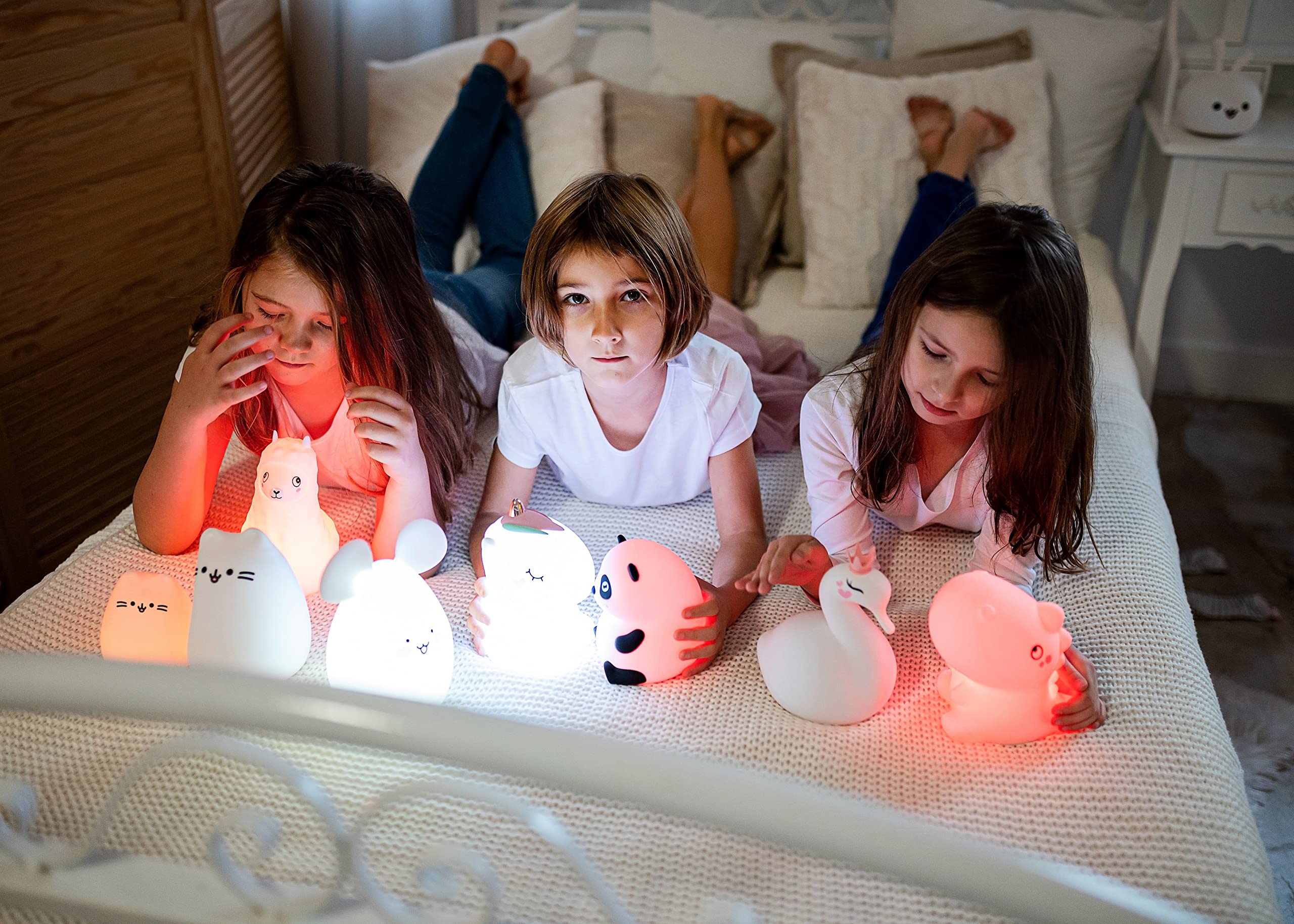 InnoGIO - Nachtlicht aus Silikon Maus - Baby - Kind - Warmes und weiches Licht - 15 Stunden Betriebszeit - Weiches Material