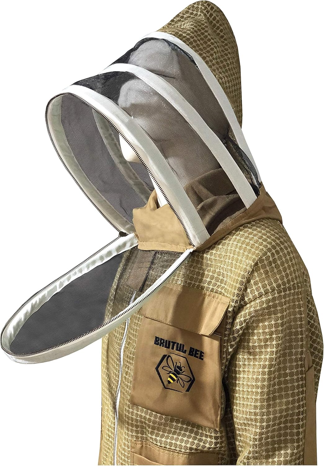 Brutul Bee 3 Layer Beekeeping Ventilated Jacket Fully Protection Beekeepers Ultralight Beekeeping Jacket with Fencing Veil