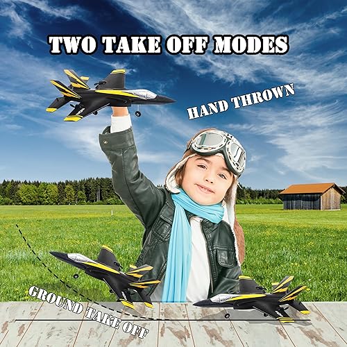 Miniatura 5 de Espuma F-35 RC 2CH Control remoto Fighter Jet Avión de juguete para adultos, niños y niños, principiantes, fácil listo para volar (negro)