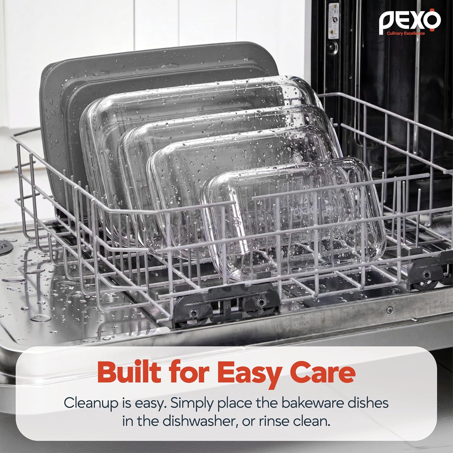 Pexo 8 Piece Glass Baking Dish Set with Plastic Lids, With Silicone Handles for Easy Grip (1.06QT, 1.69QT, 2.32QT, 3.17QT), Clear Glass Casserole Dishes for Oven, Airtight Lids, Glass Bakeware, Freezer, Oven, and Dishwasher safe (Gray)