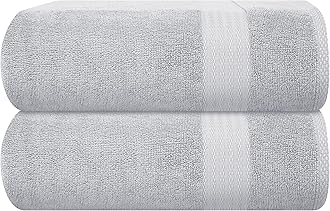 Premium Cotton Oversized 2 Pack Bath Sheet 35x70-100% Pure Cotton - Ideal for Everyday use - Ultra Soft & Highly Absorbent - Machine Washable - Light Grey