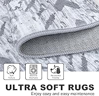 Vista 4 de KILOCOCO Tapete de entrada lavable a máquina, pequeño, para interior, súper suave, antideslizante, diseño geométrico, para cocina, dormitorio, Gris