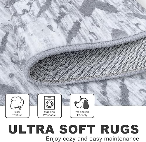 Miniatura 4 de KILOCOCO Tapete de entrada lavable, suave, tapete marroquí geométrico, bohemio, antideslizante para cocina, sala de estar, comedor, dormitorio,