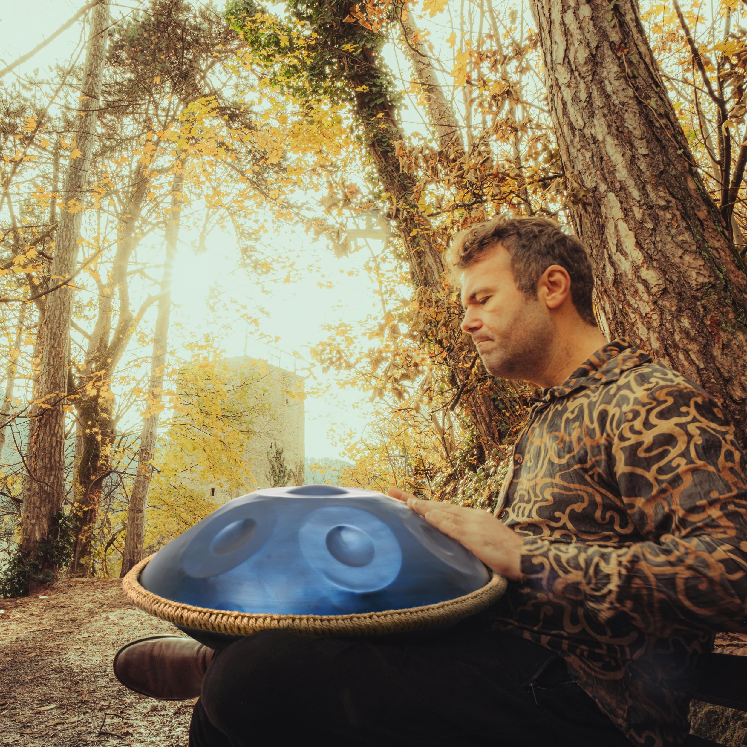 Blue Harmonic Handpan, tamburo a mano in D-Moll, 9 toni, 22 pollici, con custodia, percussioni per la guarigione del suono, meditazione personale, yoga
