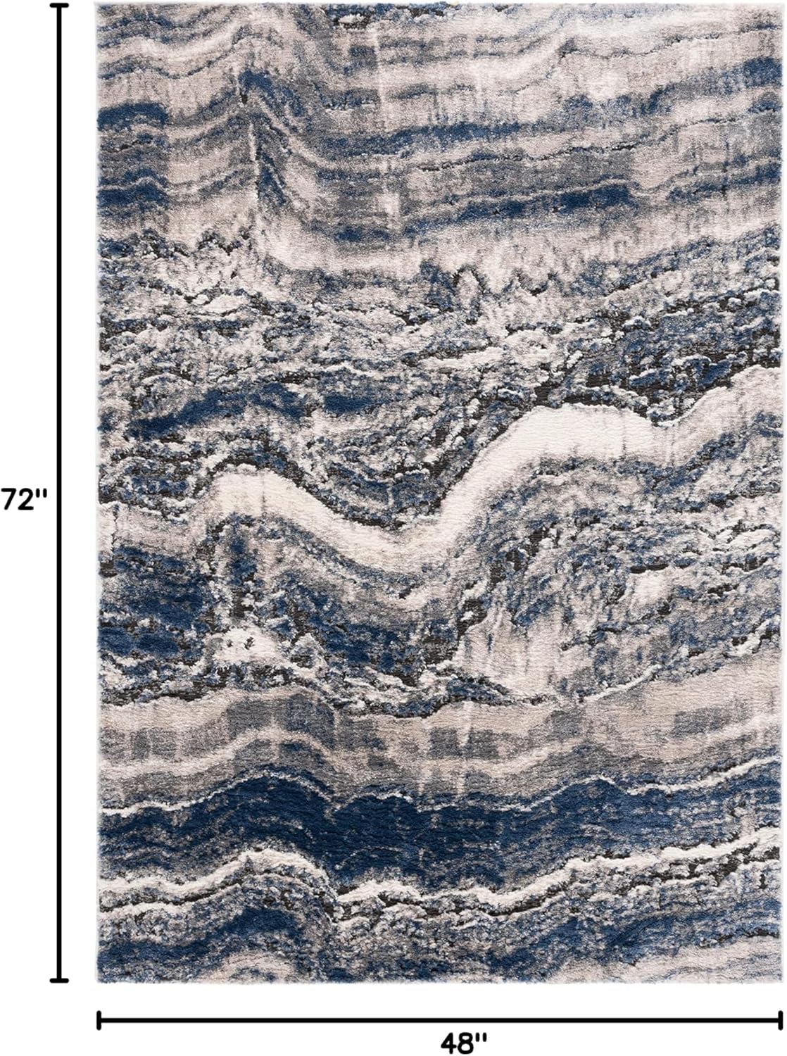 SAFAVIEH Petra Collection Accent Rug - 4' x 6', Light Beige & Blue, Modern Design, Non-Shedding & Easy Care, Ideal for High Traffic Areas in Entryway, Living Room, Bedroom (PTA112A)