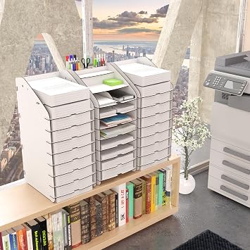 Mingitav Tower Ofis Masaüstü Organizer 10 Kat Letter A4 Evrak Rafı (Beyaz)