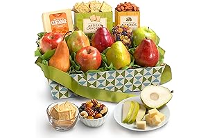 A Gift Inside Classic Fresh Fruit Basket Gift with Crackers, Cheese and...