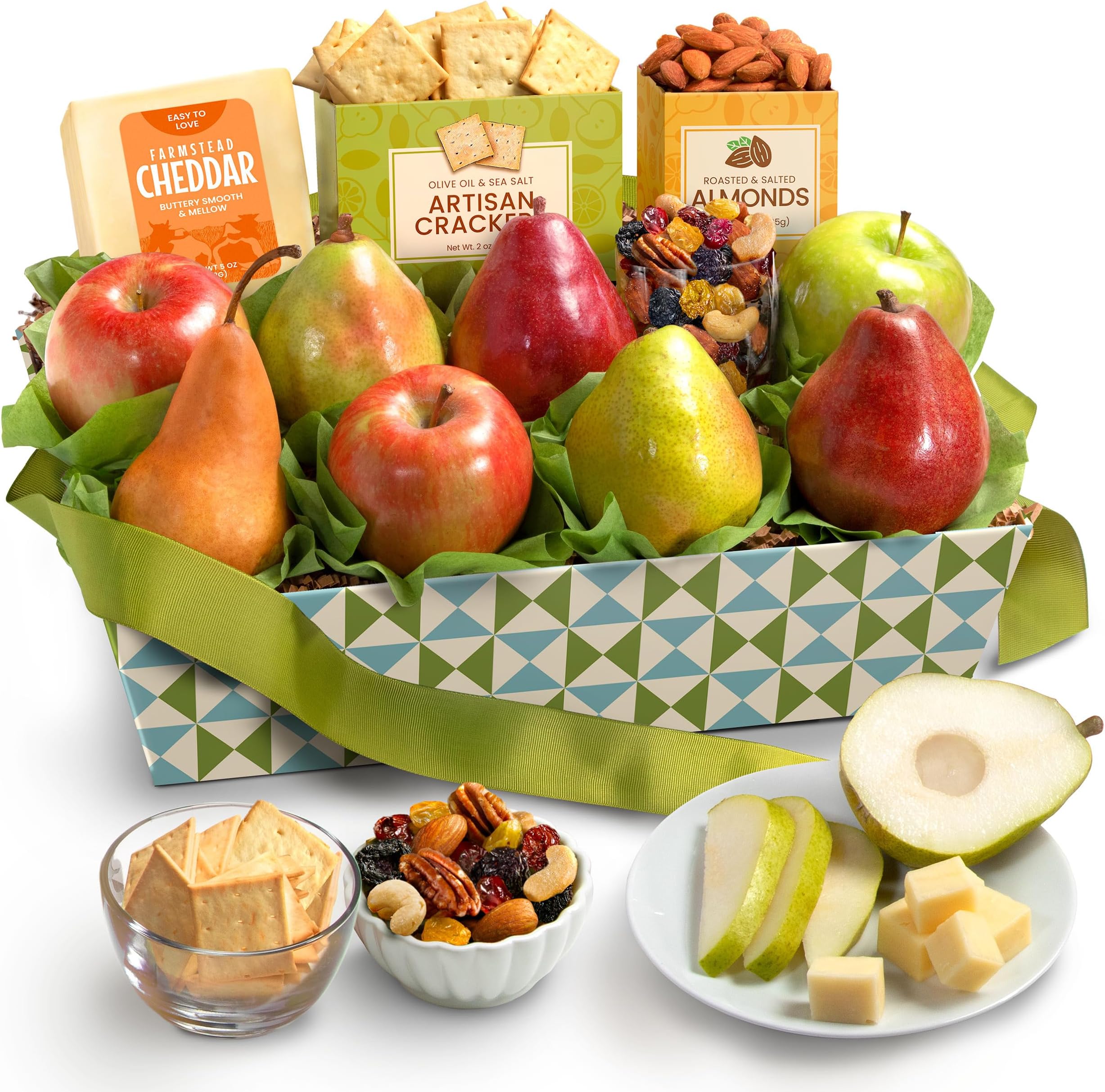 A Gift Inside Classic Fresh Fruit Basket Gift with Crackers, Cheese and Nuts for Holiday, Thank You, Birthday, Get Well, Anniversary, Corporate