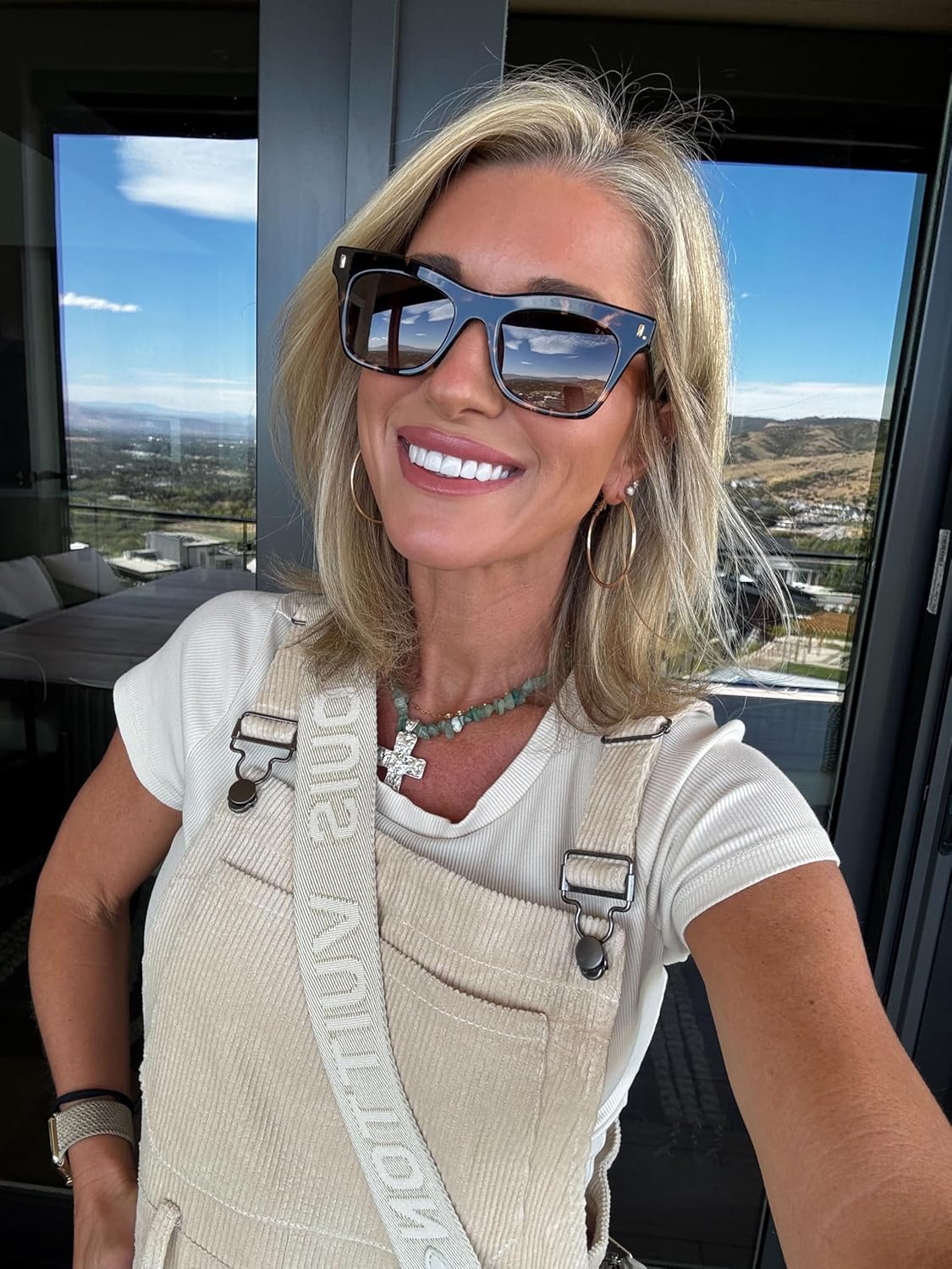 DIFF Bradley Designer Oversized Rectangular Sunglasses for Women and Men | Fashionable & Trendy Style | 100% UV Protection - Image 8