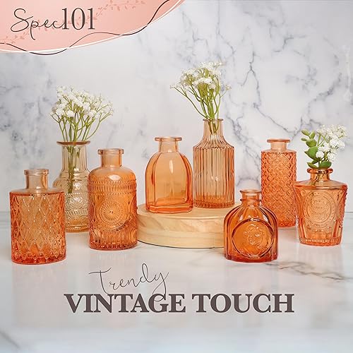 Miniatura 5 de Jarrones Bud para centros de mesa, juego de 12 jarrones de vidrio surtidos de albaricoque Crush para bodas, juego de jarrones de mesa pequeños de