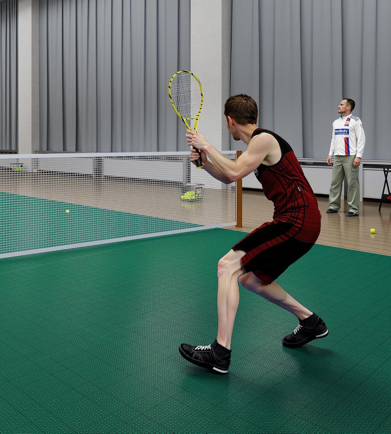 jxgzyy 20 PCS Basketball Court Tiles, 5/8 Inch Thick Portable Sport Outdoor Floor Tiles, Non Slip PP Interlocking Drainage Mat for Tennis Court Drain Pool Patio Porch, 13.38" x 13.38"