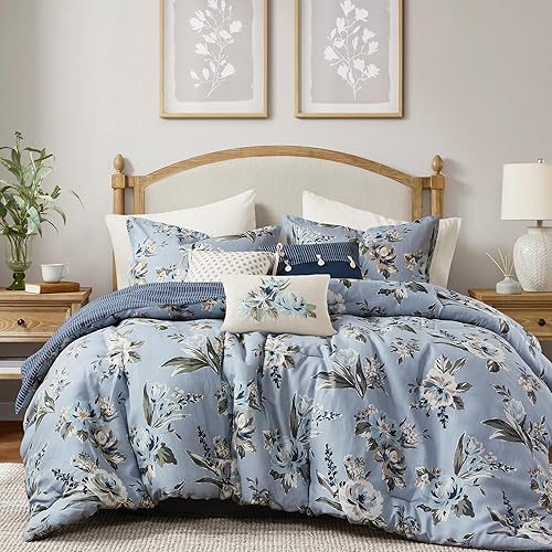 Madison Park Queen Comforter Set Vintage Floral Reversible Comforters Queen