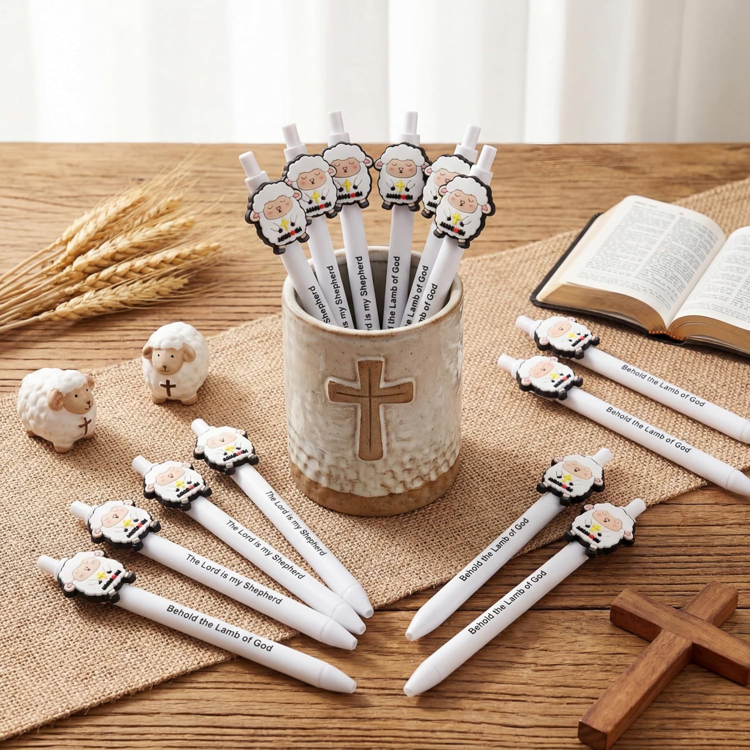 36 Pcs Lamb of God First Communion Gifts Pens Bulk Bible Verse Baptism Favor Ballpoint Pen Religious Catholic Party Favors Bulk Gifts, First Communion Favors for Guests Church Party Favor