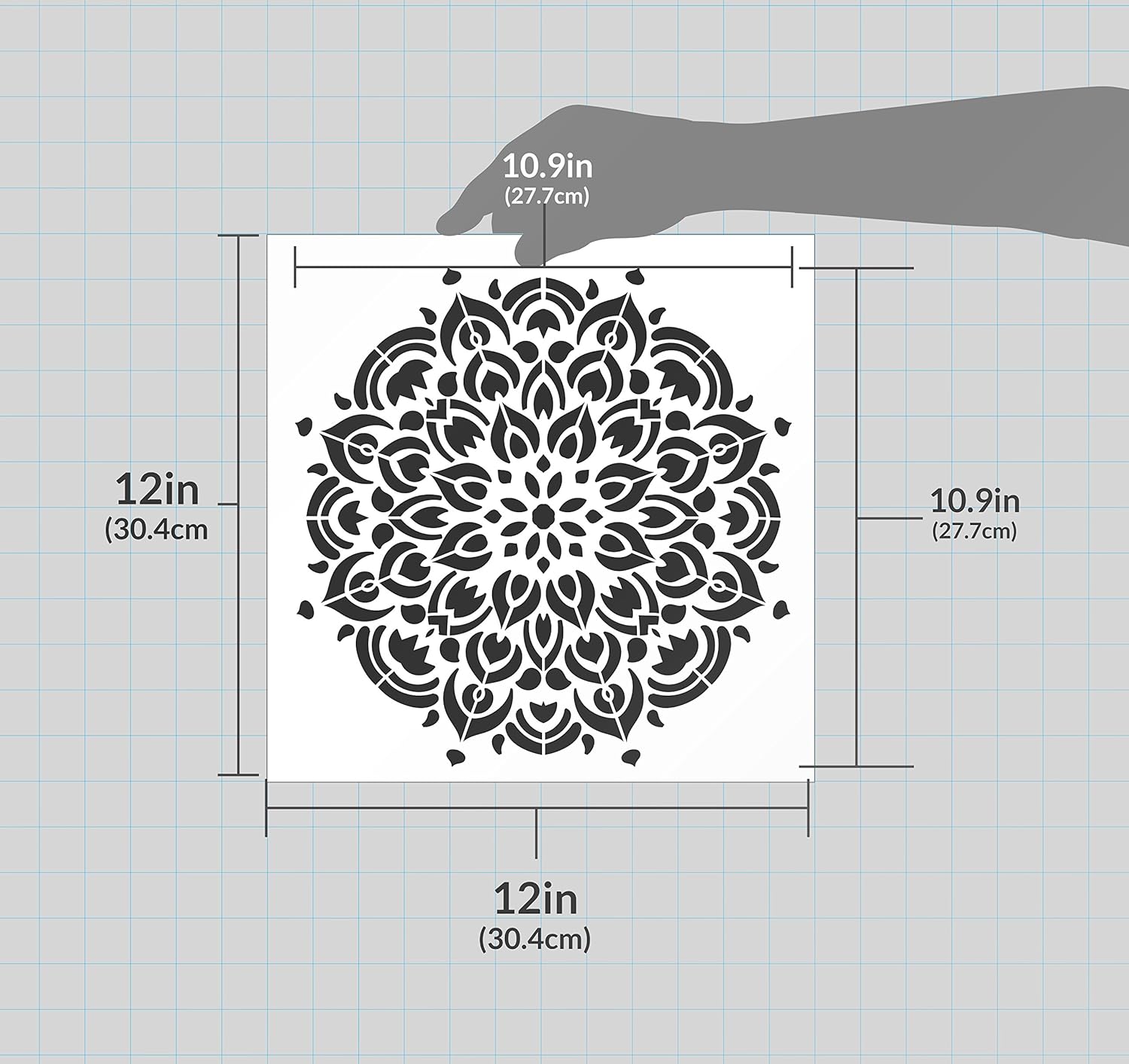 Mandala - Peacock - Complete Stencil by StudioR12 | Reusable Mylar Template | Use to Paint Wood Signs - Pallets - Pillows - Wall Art - Floor Tile - Select Size (12 x 12)