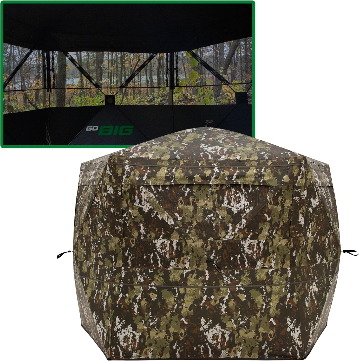 Barronett Blinds Portable Hunting Hub Blind, Durable, 1-Way Fabric, See-Through Blind, Crater Thrive SPY 5