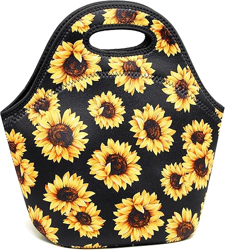 Bolsas de almuerzo de neopreno con aislamiento térmico, bolsa de almuerzo reutilizable, lavable, bolsa de picnic de neopreno para mujeres y hombres