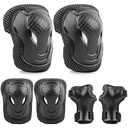 FABSPORTS Knee & Elbow Pads/Guards for 10 Years & Above Protective Gear Set for Roller Skates, Cycling, BMX Bike, Skateboard, Scooter Riding for Outdoor Sports