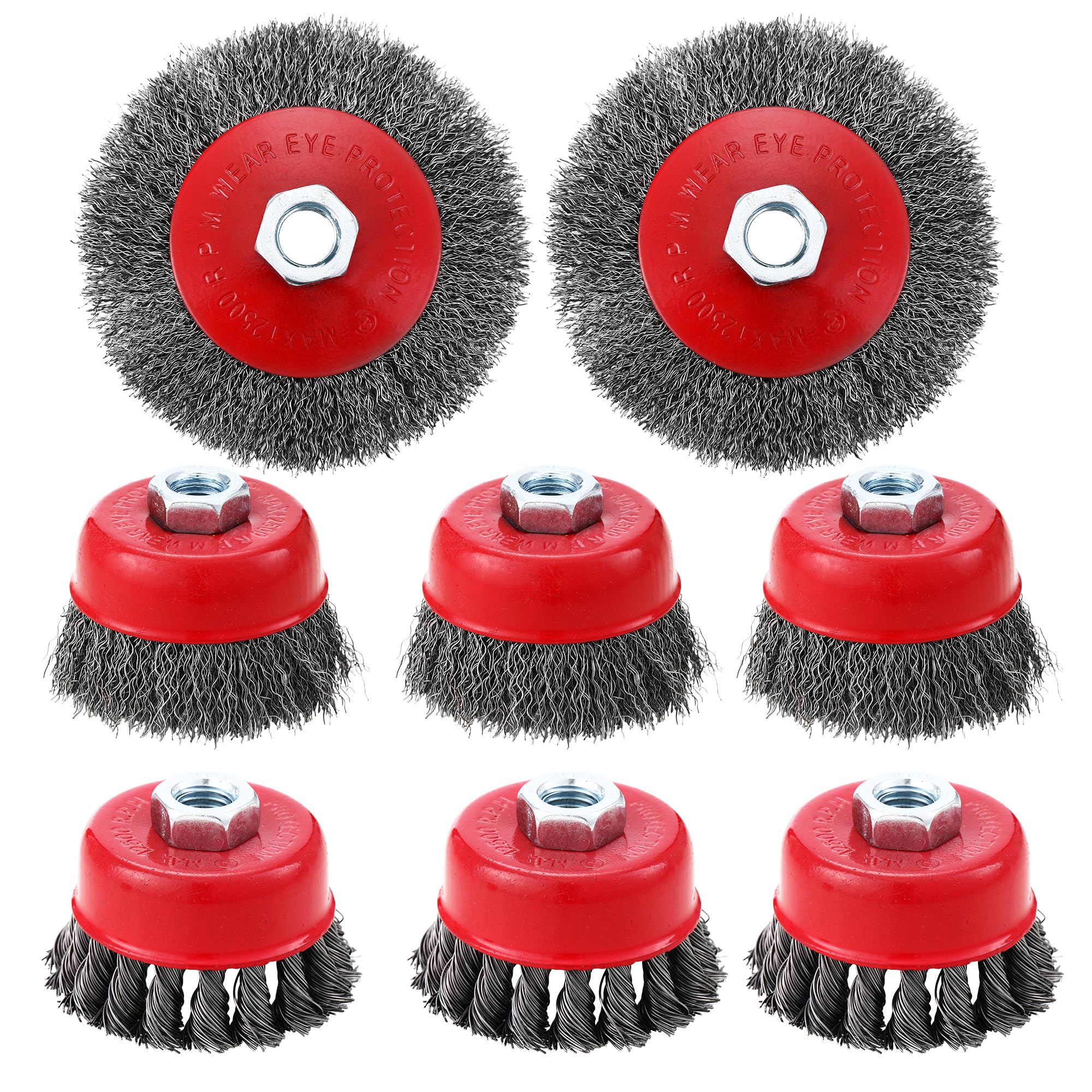 8 Piezas Cepillo de Alambre para Taladro Amoladora,Accesorios para Amoladora Angular M14, Traje de Cepillo de Alambre con Hilo,para Lijar, Desbarbar y Eliminar óxido