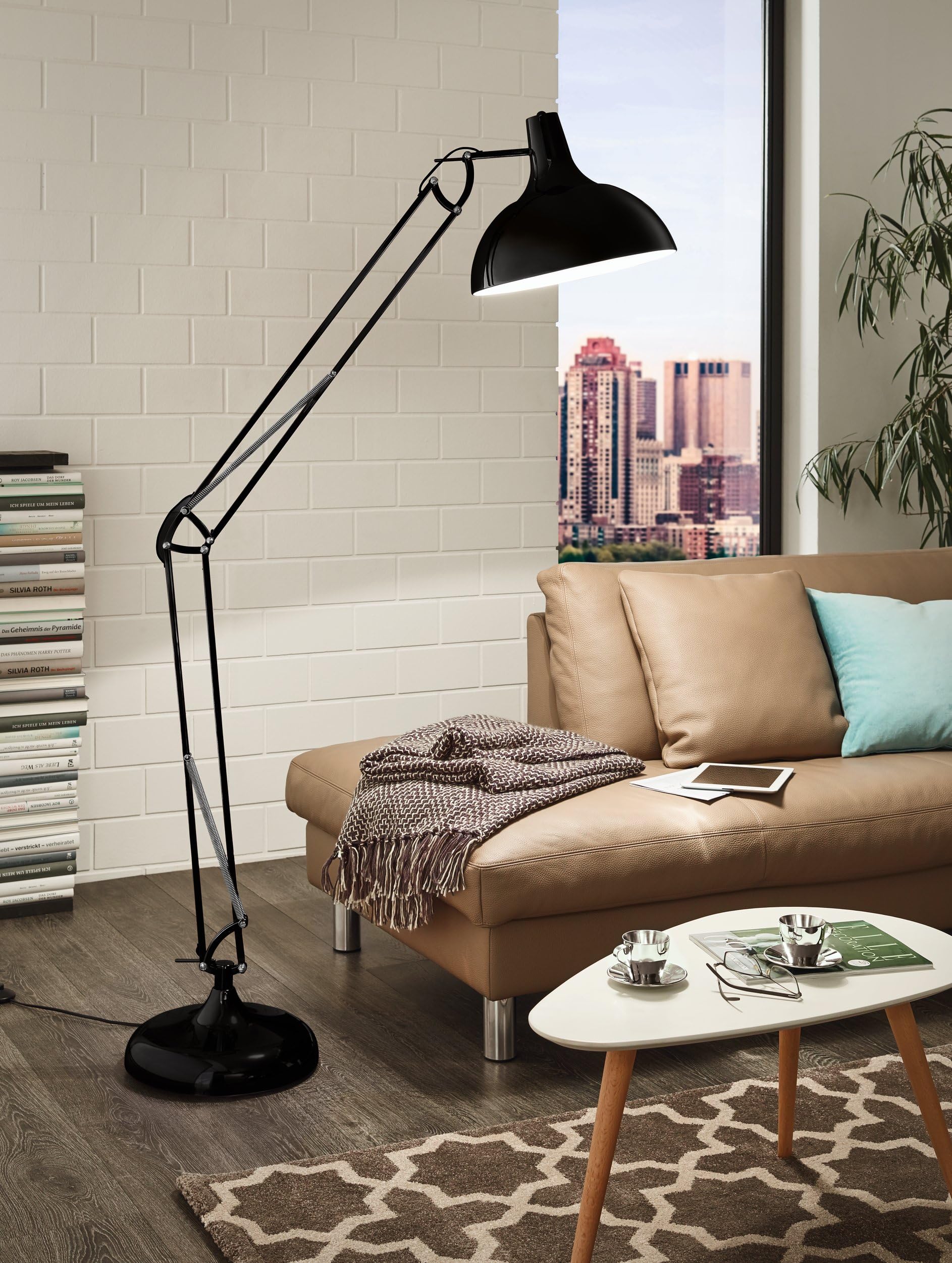 EGLO Floor Lamp Borgillio, 1-light Vintage Floor Lamp In Industrial Design, Steel Floor Lamp, Colour: Black, Socket: E27, Incl. Foot Switch