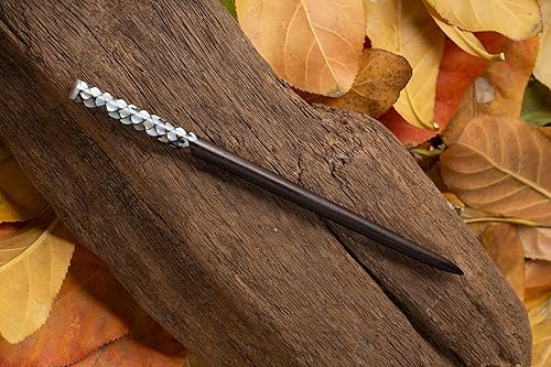 Miniatura 4 de Palillos con incrustaciones superiores con madreperla, palillos de madera hechos a mano para mujer, color negro y gris natural (perla negra)