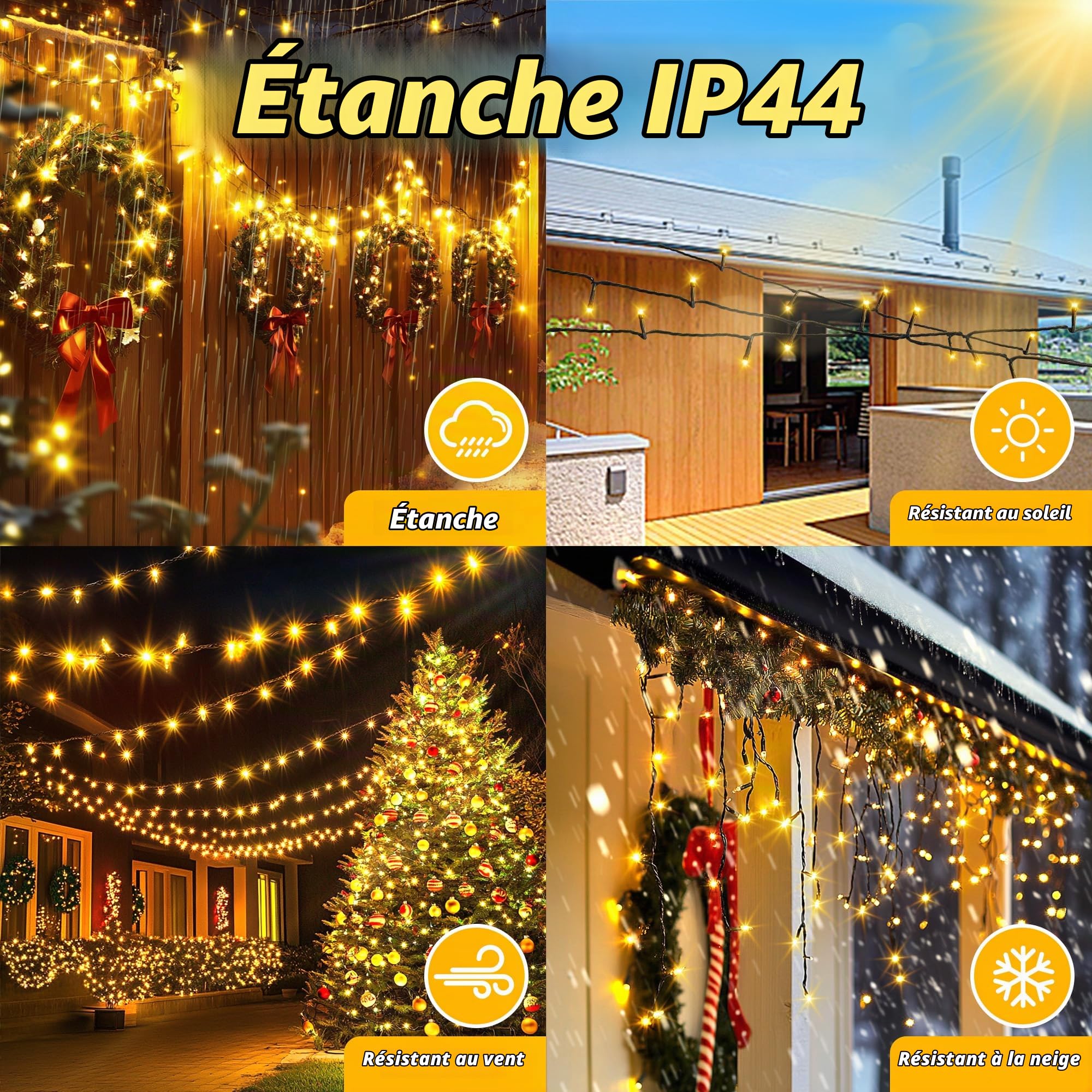 Auriostar Guirlande Lumineuse Exterieure LED, 80M 800LED Guirlande Lumineuse de Noël avec Télécommande et Minuterie, 8 Modes, Décoration de Fête pour Noël, Anniversaire, Mariage, Salon, Blanc Chaud