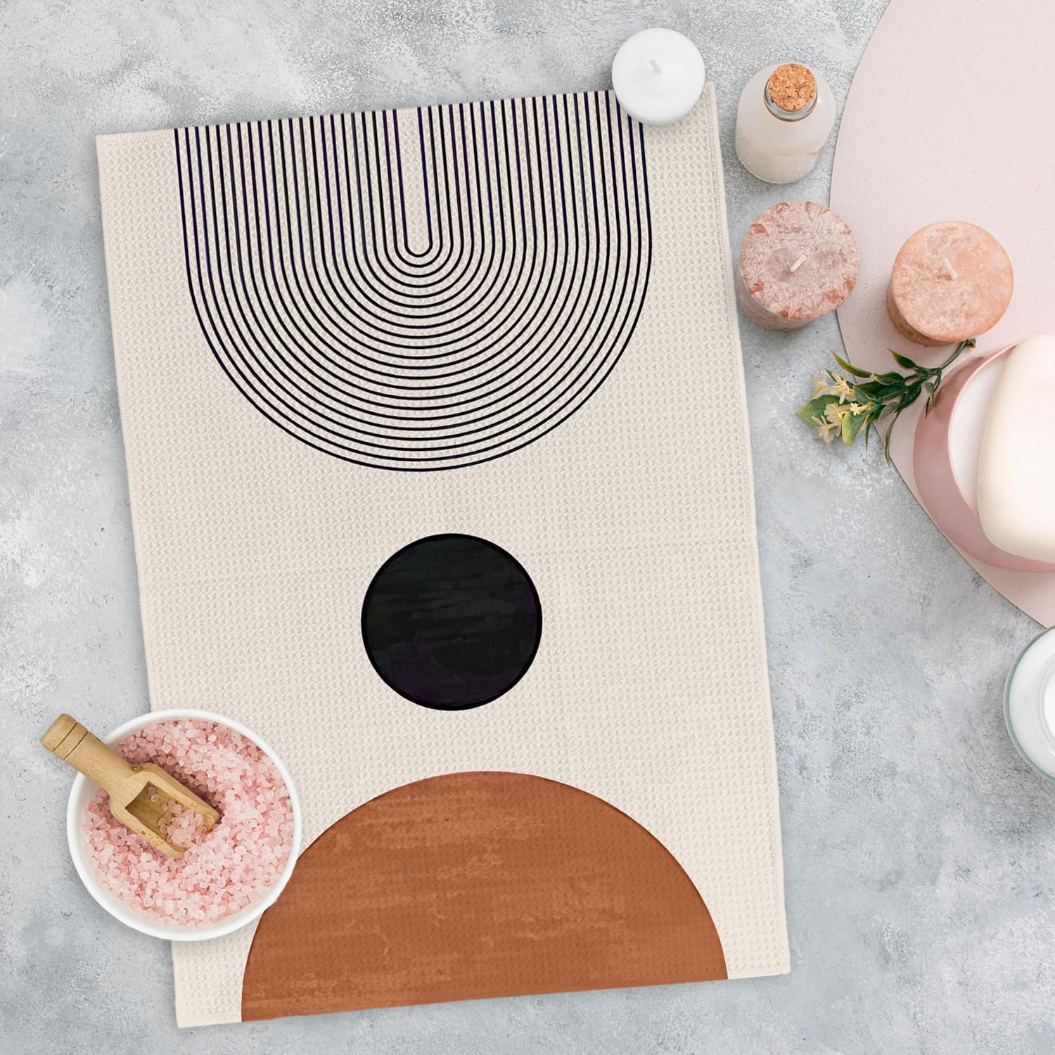 Boho Kitchen Towel Set of 4, Burnt Orange Boho Decorative Dish Hand Tea Towels for Kitchen Decor, Boho Bohemian Green Kitchen Bathroom Decor, Boho Kicthen Decor for Bathroom Kitchen 16x24inch
