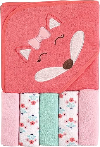 Miniatura 21 de Luvable Friends Toalla unisex con capucha para bebé con cinco toallas pequeñas, pato para el baño, talla única Pato Bathtime,niño zorro,Niño