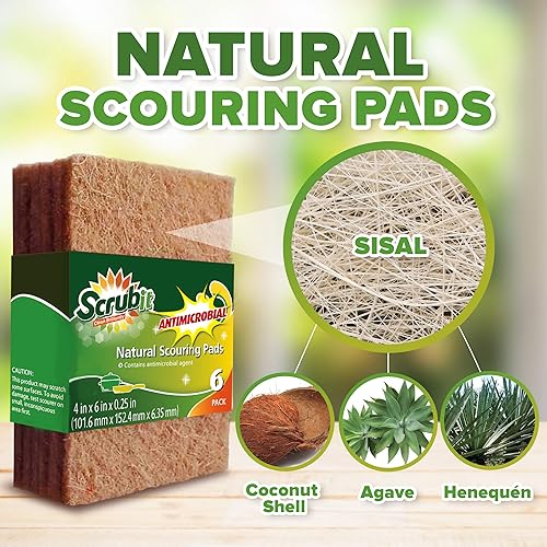 Miniatura 2 de SCRUBIT Almohadillas de limpieza naturales (paquete de 12)  Almohadillas ecológicas para limpieza de cocina, platos y ollas  Estropajos de cocina