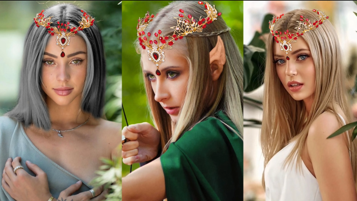 Red Fairy Headband Rhinestone Elf Headpiece for Women Renaissance Costume Amazon.com: MOSTORY Red Flower Crown Headband - Rose Fairy  main image 3