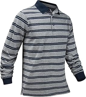 Mens Classic Fit Striped Polo Shirts Long&Short Sleeve Casual Collared Sports Daily T-Shirts for Everyday Wear