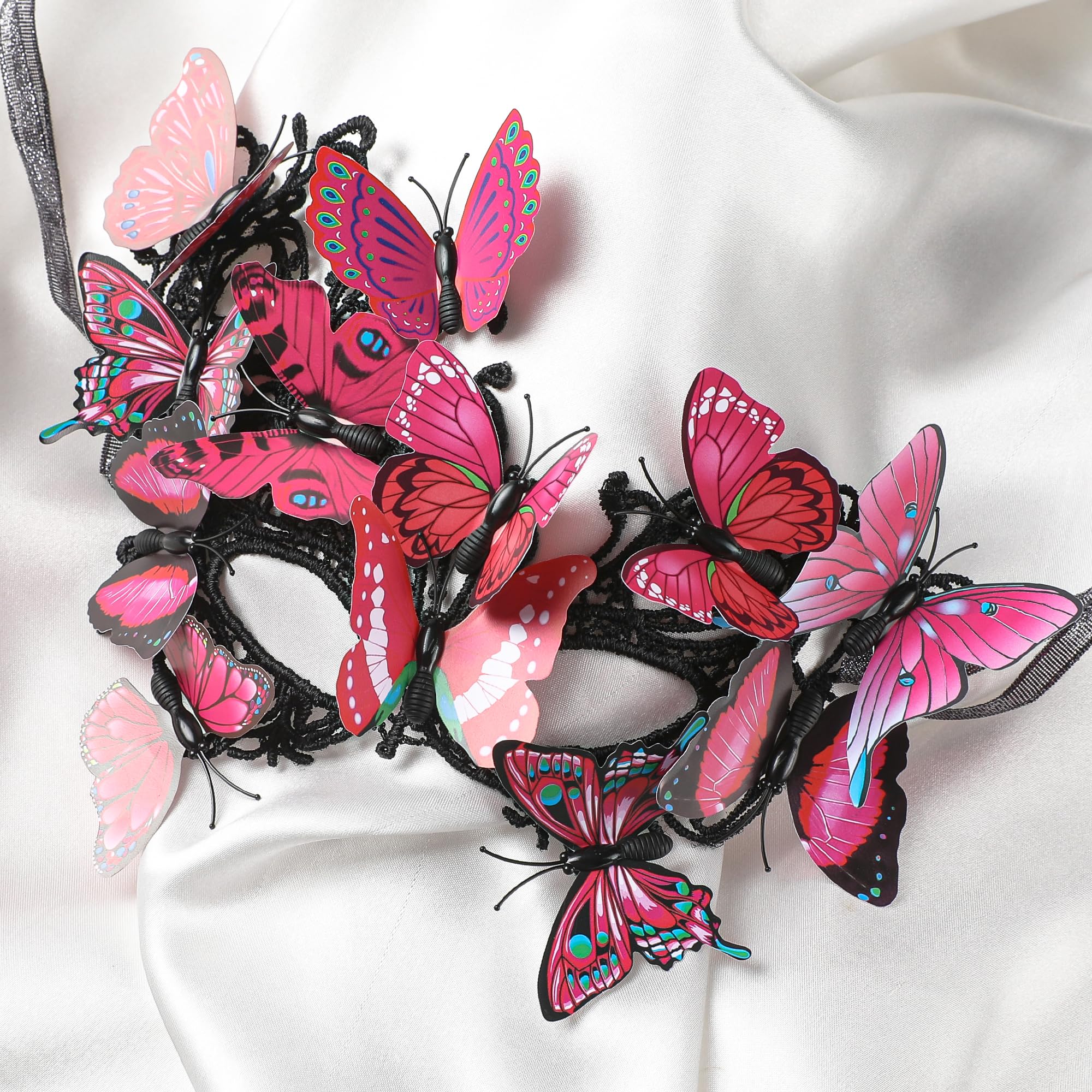 ETOFETE Butterfly Masquerade Lace Mask for Halloween Pink Venetian Party Mask for Renaissance Carnival Women Costume Accessories - Image 2