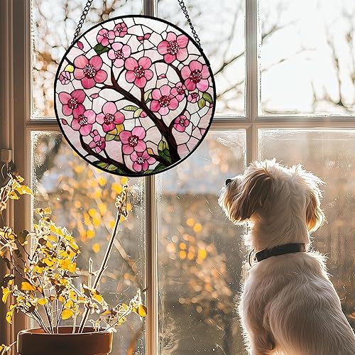 Miniatura 2 de Colgante de Vidrieras para Ventana - Flor de Nacimiento de Flores de Cerezo Atrapasol para Puerta Jardín Patio Decoración de Atrapasoles Navidad Día